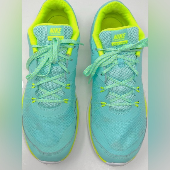 Nike Women's Flex Trainer 5 Artisan Teal and Volt Yellow Training Shoe EUC - Picture 1 of 9